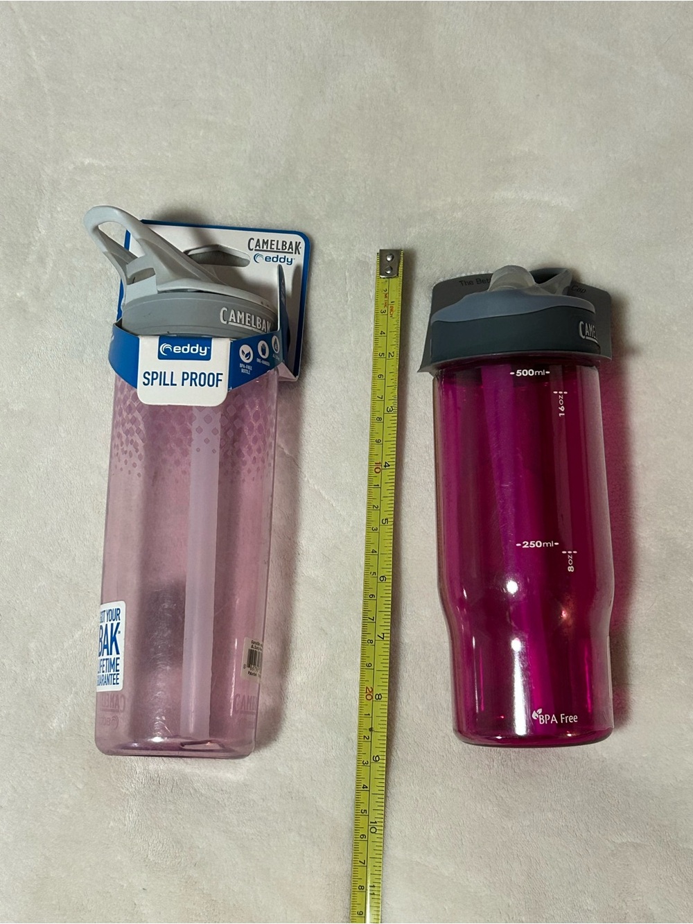 2 new Camelbak water bottle eddy spill proof pink bpa free .6L .5L basic straw
